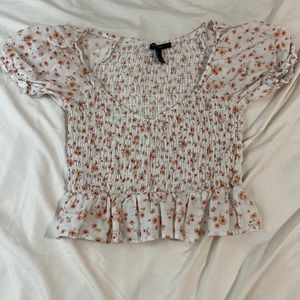 Forever 21 size small floral puff sleeve croptop
